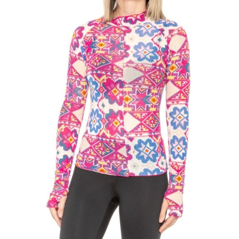 Free People Movement High Jump Long Sleeve Fairisle/Magenta layering top